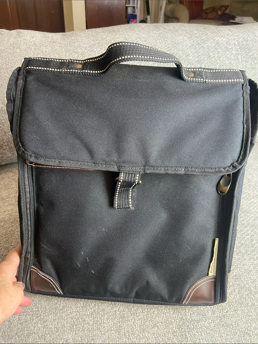 Picnic at Ascot Black Insulated Backpack for Picnic with Brown Accents